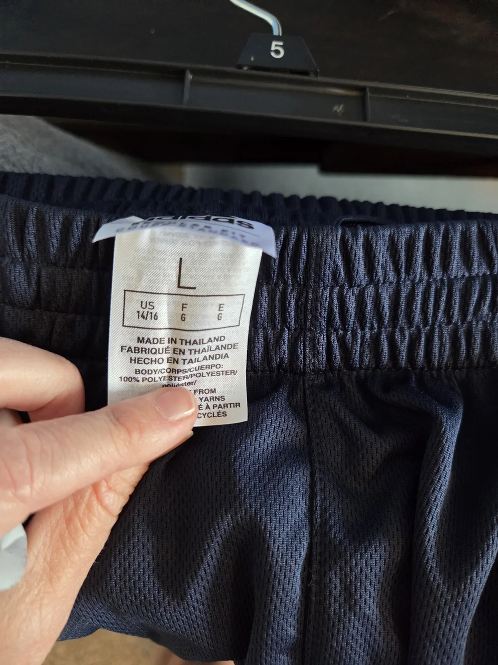 Adidas Navy Blue Athletic Shorts with White Stripes